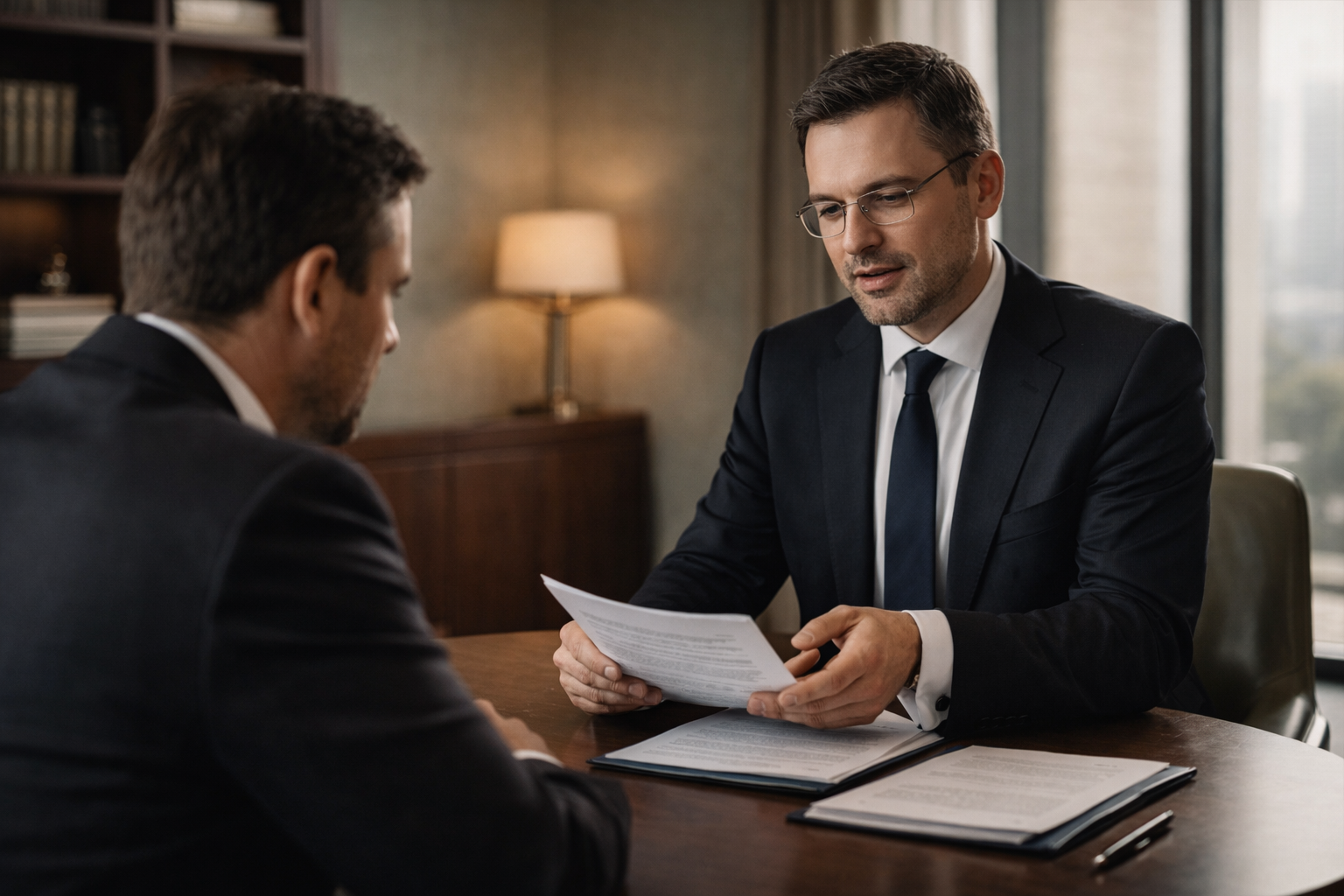 Mandatsgespräch in der fiktiven Rechtsanwaltskanzlei